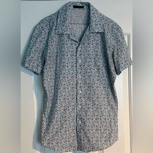 EUC Mark Pomerantz Luxury Italian Cotton Short Sleeve Button Up Shirt M Floral